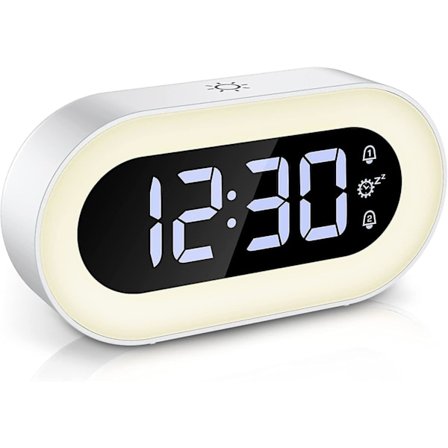 Digitalt vækkeur, LED nattelys vækkeur med snooze, justerbar lysstyrke og lydstyrke, dobbelt vækkeur, bordur til børn, teenagere eller voksne