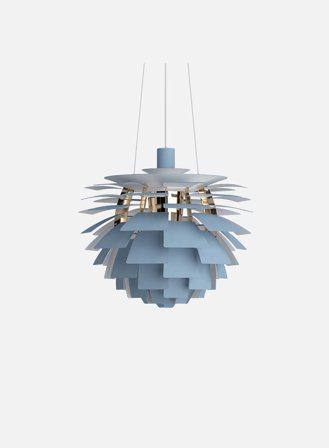 PH Kongle taklampe Ø48 - dusty blue/messing