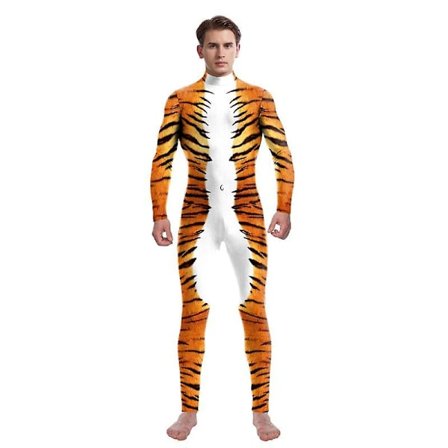 Dyr Cosplay Tiger Kostume Bodysuit Voksne Spandex Zentai Halloween Leopard Mønster Jumpsuit Størrelse Bodywear Høj Kvalitet