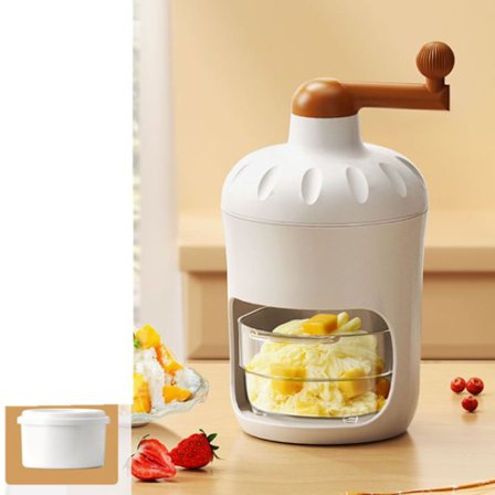 (M Hvid med 1 isterning) Håndsving Isknuser Manuel Isskraber Snow Cone Maskine Mini Premium Bærbar Isknuser og Maskine til Skrabet Is med Gratis