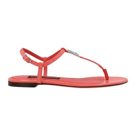 Dolce & Gabbana, Patent Leather DG Thong Sandalslength Różowy, Kobieta, Rozmiar: 36 EU
