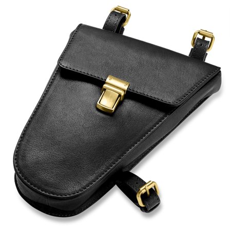 Bolsa para sillín de bicicleta | Cuero de búfalo de grano completo negro para hombres - Bolsos de cuero