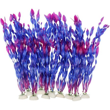 Kunstige tangplanter for akvarium plast fisketank plantedekorasjoner 10 stykker (lilla)