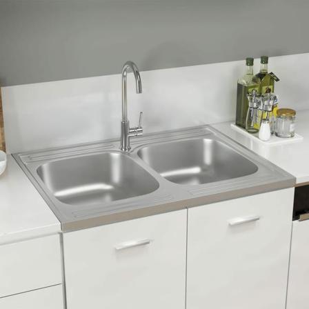 Vidaxl Dubbla Diskhoar Silver 800x600x155 Mm Rostfritt Stål Silver