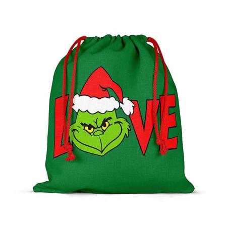 Joulusäkit Grinch- printed laukku kiristysnyörillä Lahjapussit joululahjoihin Säilytys juhlatarvikkeisiin C