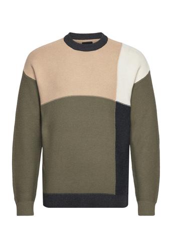 Onskendrick Life Ds 5 Block Crew Knit Strikkegenser M. Rund Krage Kakigrønn ONLY & SONS*Betinget Tilbud