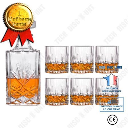 Karaf i kristall - TD - 750 ml - Set med 7 delar - Whiskyglas - 100% blykrystall