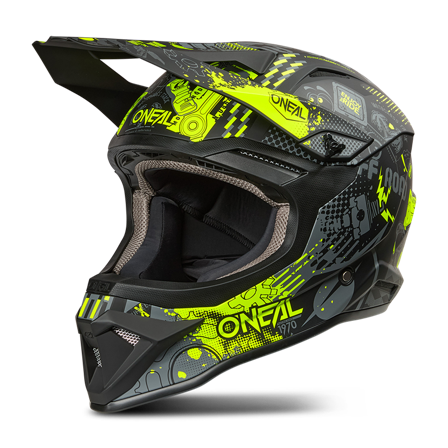 Kask MX O'Neal 1Srs Vibrant Młodzieżowy Czarny/Neonowy Żółty M