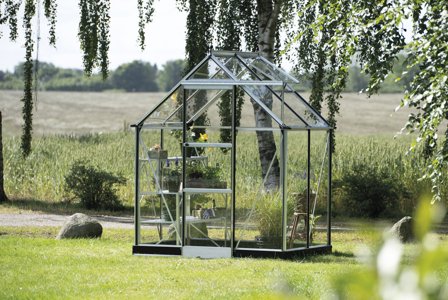 Halls ICON 6 + HR01001 Växthus med fundament, 2,5 m², aluminium, Växthus & orangerier