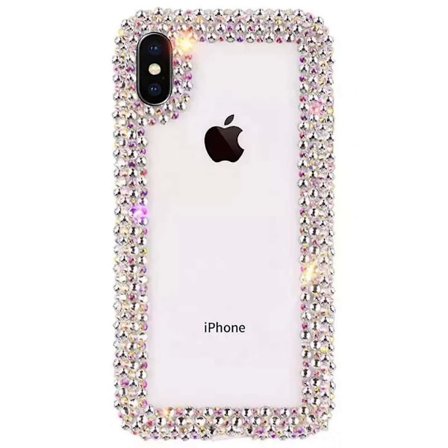 Lyxigt glittrande 3D-skal med kristaller till iPhone 13 Pro Max, strass-diamant stötfångare, genomskinligt skyddande skal