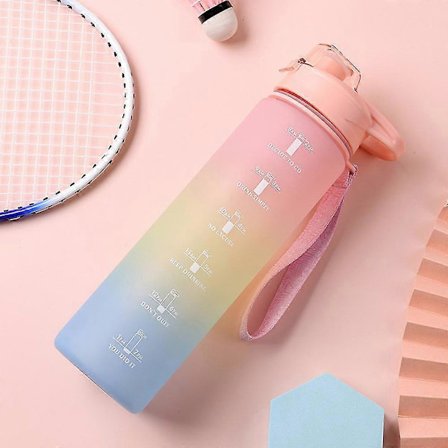 Flip Design Vattenflaska Tidsmarkering Stor Motivation Gym Sport Läcksäker Dricksflaska