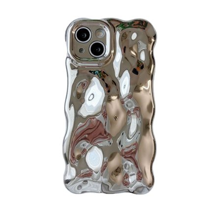 Etui til iPhone 14 Pro Max 6,7 tommer, søt ensfarget krøllete bølge støtsikker myk TPU-buffer etui, godteri farge vann krusning 3D silikon ultra-tynt 