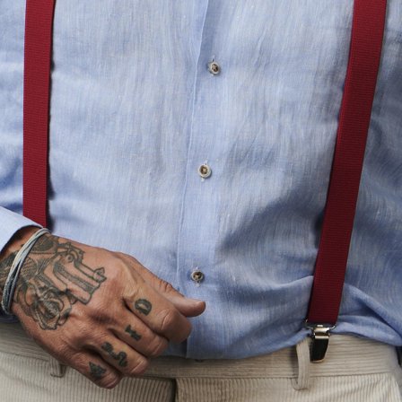 Bretele înguste roșu carmin pentru bărbați - Bretele cu clips