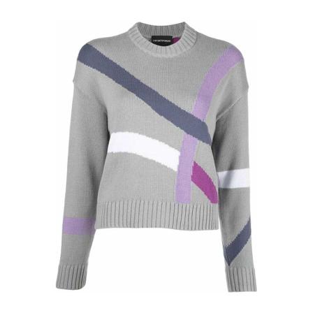 Emporio Armani Round-neck Knitwear , Grijs , Dames , Maat: L Truis