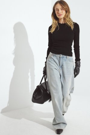 NA-KD Loose Low Waist Long Jeans - Low waist jeans - Blå - EU 42