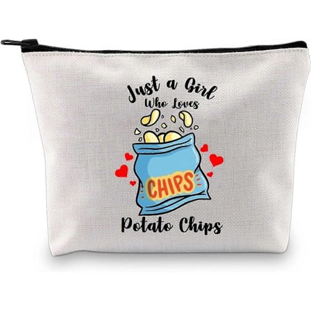 Potetgull-elsker Gave, Sminkeveske for Potetgull-elskere, Kosmetikkveske for Potetgull-elskere, Gave til Potetgull-snackselskere (Potetgull Hvit Veske