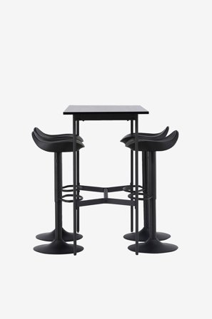 Venture Home - Spisegruppe Rax med 4 stole Adesto - Sort - Spisebordssæt 4 personer - Fra Homeroom