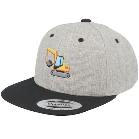 Kiddo Cap - Kids Excavator Heather Grey/Black Snapback Snapback Grey Cap - @ Hatstore