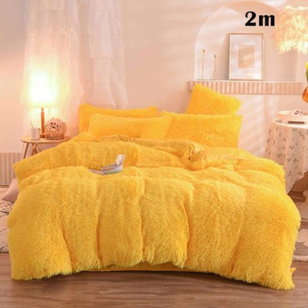 4 st/ set Färgglada fluffiga sängkläder Set Långt plysch cover Lakan Örngott Set