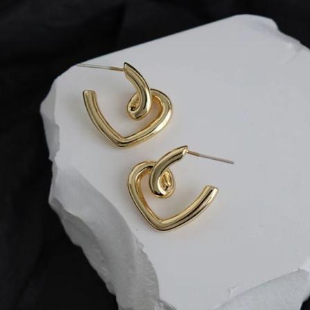 n Fashion Asymmetrisk Øreringe Sæt Geometrisk Star Lock Love Dr Gold