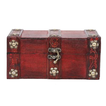 Handgjord Antik Träförvaringslåda med Dammskydd, Hantverkskollektionsfodral med Låsdesign (6264-01-S)