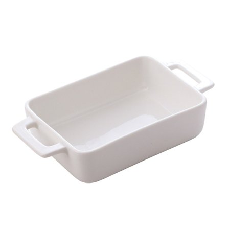 Lasagneform med dubbla handtag, professionell porslinsform, stilren rektangulär design för kök och matbord, jämn värmefördelning