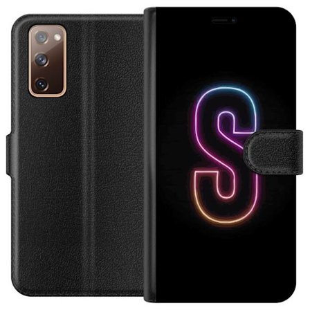 Kompatibelt Lommeboketui til Samsung Samsung Galaxy S20 FE Neonbokstav S i lysende rosa og blå toner mot mørk bakgrunn, stilig bokstavkunst med retr