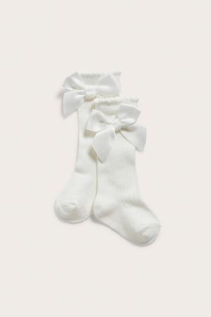 Knestrømper med sløyfe | Offwhite | Baby | Kappahl