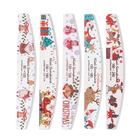 5 st. Julnagelfil Nagelsmycke Multi-Grit Nagelfilblock Manikyrfiler Gel Polish Remover Nagelskötselverktyg