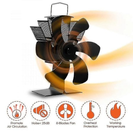 6-bladet varmluftsovn peis vifte blad for vifte brennende treboks 8 farger