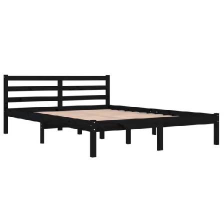 Vidaxl Sängram Massiv Furu 140x200 Cm Svart Svart