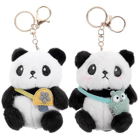 2 stk. Nøglering med plysdyr, tegneseriepanda, nøglering, sød plys panda hængende vedhæng