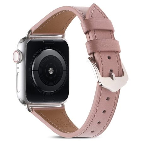 Apple Watch Series 8 (45mm) / Watch Ultra - ylätasoinen naudannahkainen kellonhihna - Syvä Vaaleanpunainen