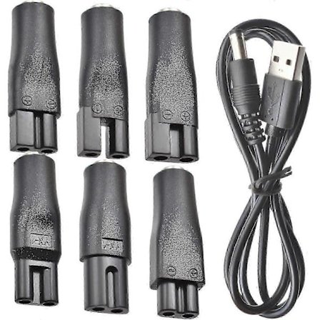 7 stk. 5V USB-strømledningssett for hårklippere, trimmere, barbermaskiner og bordlamper - Universell erstatningslader