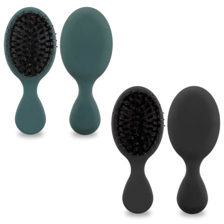 2 Pakker Mini Vildsvinebørste Hårbørste, Udredningshårbørste Kvinder, Vådt Hårbørste Udredning Padlebørste Antistatisk Krøllet Hårbørste(Sort+Grøn)