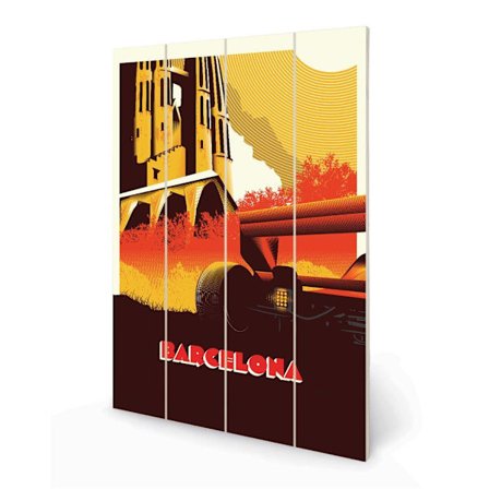 Zoom Barcelona Formula 1 Plakett 59cm x 40cm Gul/Orange/Brun