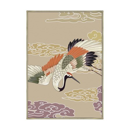 Lærredsmaleri af traner, 70x100cm, flerfarvet