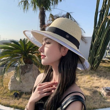 IC Halmhatt med rosett Strandhatt för kvinnor