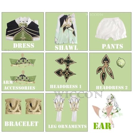 Nahida Cosplay Genshin Impact Nahida Mindre Lord Kusanali Cosplay Kostym Flickklänningar Peruk Kostym Kläder Halloween Fest Kostym