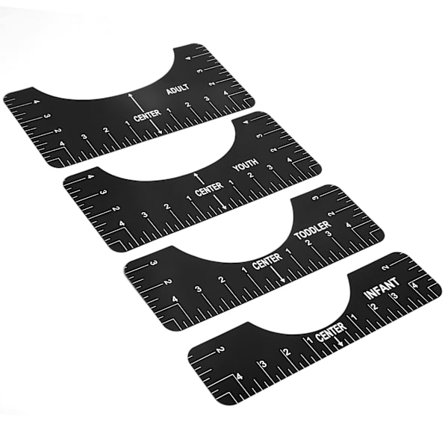 4 kpl T-paita Kohdistusviivain Keskellä Suunnitteluohje, T-paita Viivain Kohdistustyökalu Vinyylin Kohdistukseen, Lämpöpaineviivain Ohjainsetti (Musta