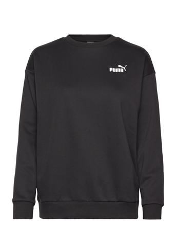 Ess+ Relaxed Small Logo Crew Fl Sport Women Sport Clothing Sport Sweat-shirts & Hoodies Sport Sweat-shirts Black PUMA