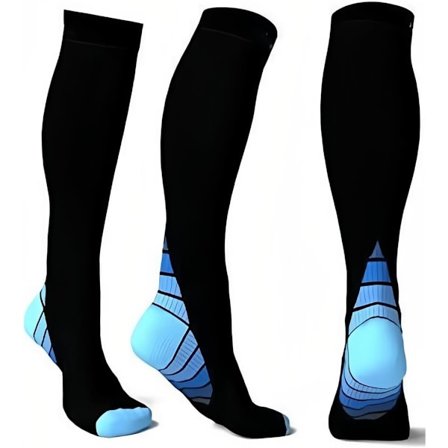 Kompressionsstrumpor för kvinnor och män, kompression för sport, fitness, löpning, vandring, resor, cykling L/XL blå