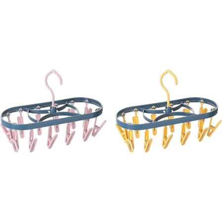 2 kpl Kuivausteline, Vaatteiden Kuivausteline, Muovinen Kuivausteline 12 Koukulla, Kannettava Ilmakuivain