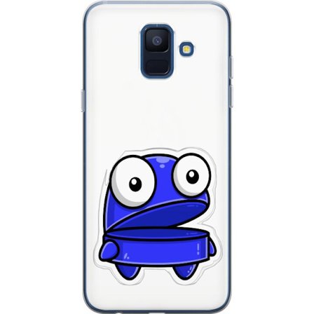 Kompatibel Mobilcover til Samsung Samsung Galaxy A6 (2018) Blå tegneseriefigur med åbent udtryk og store øjne i sjov illustration