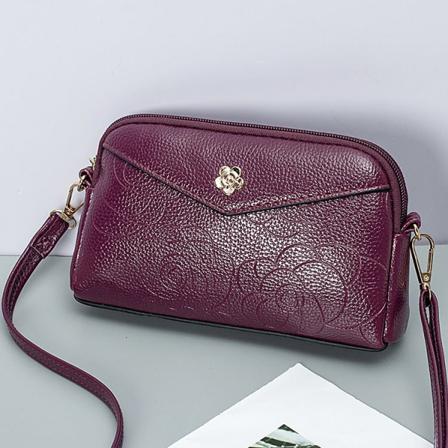 Damhandväska Mini Satchel Enkel Clutch Mjukt läder Cross-Body Purple Length 20 height 12 width 4.5CM
