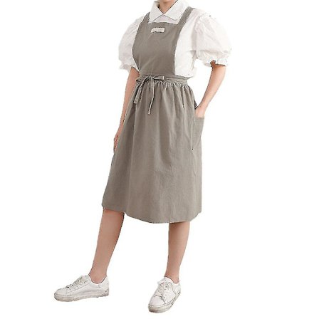 Vintage sød forklædekjole krydsryg pinafore forklæde til kvinder med lommer til madlavning maleri Style2
