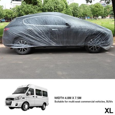 Universelt Klart Bilovertrekk med Elastisk Bånd PE Plast Gjennomsiktig Full Bil Beskyttelsesovertrekk Auto Kjøretøy Bilovertrekk med Elastisk Bånd~