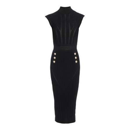 Balmain Midi Klänning svart, Dam, Dam, Storlek: S