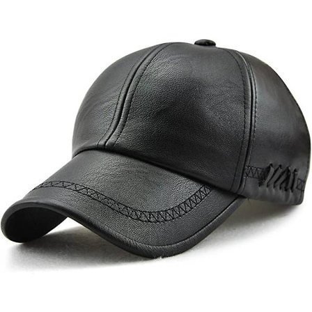Läderkeps för män Justerbar keps Sportmössa Mössa Flat keps - Svart