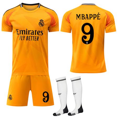 2024 Real Madrid vierasoranssi paita nro 9 Mbappe jalkapallopaita No.9 Mbappe #18(100-110 cm)